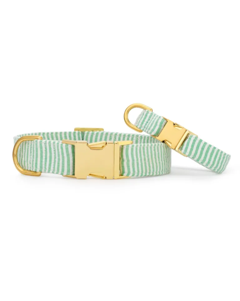 Green Seersucker Dog Collar (Made in the USA)