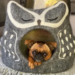 Grey Owl Wool Pet Cave