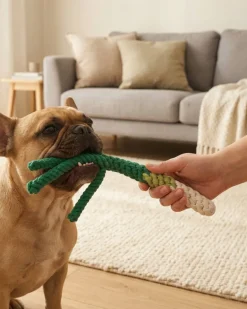 Handmade Green Onion Rope Dog Toy