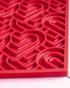 Hearts Dog Lick Mat in Red (Made in the USA)