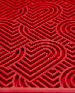 Hearts Dog Lick Mat in Red (Made in the USA)
