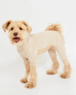 High-Neck Dog Onesie in Beige (FINAL SALE)