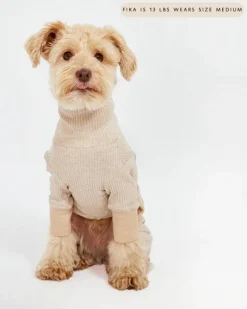 High-Neck Dog Onesie in Beige (FINAL SALE)
