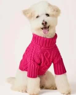 Hot Pink Cable Knit Dog Sweater