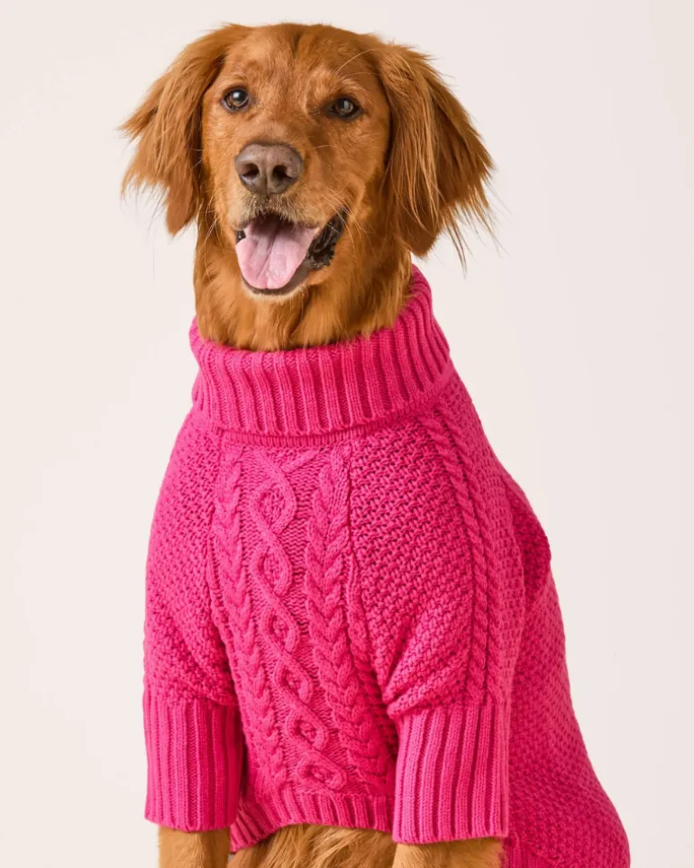 Hot Pink Cable Knit Dog Sweater