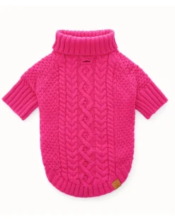 Hot Pink Cable Knit Dog Sweater