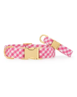 Hot Pink Gingham Dog Collar (Made in the USA)