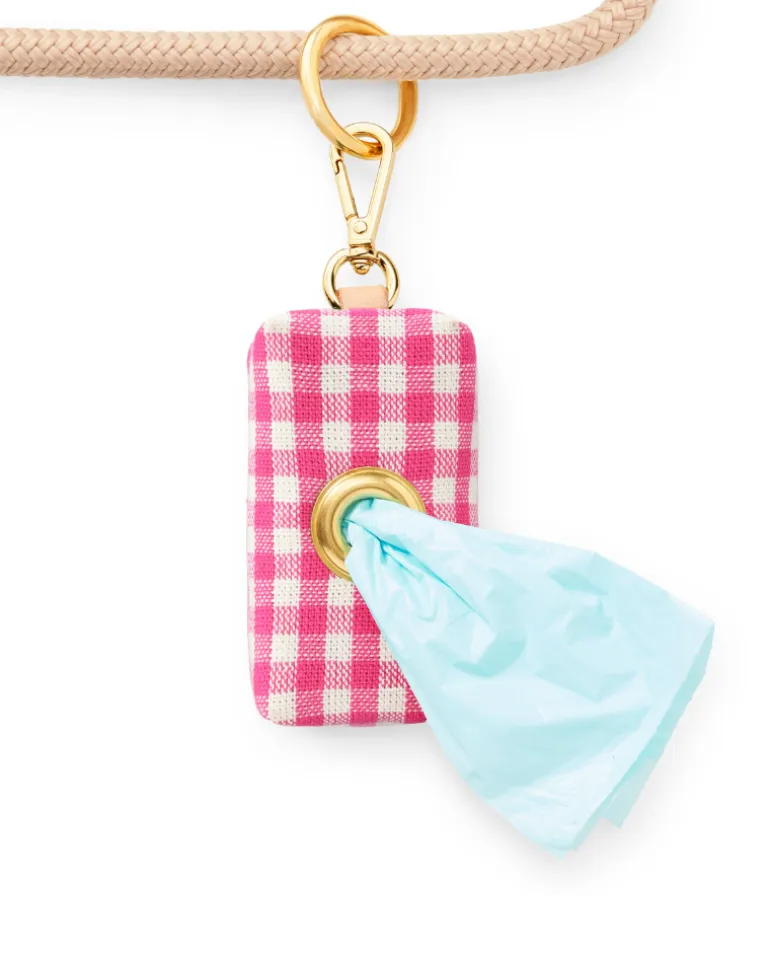 Hot Pink Gingham Waste Bag Dispenser (Made in the USA)
