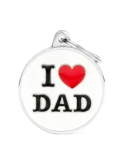 I Love Dad Custom Circle Pet ID Tag