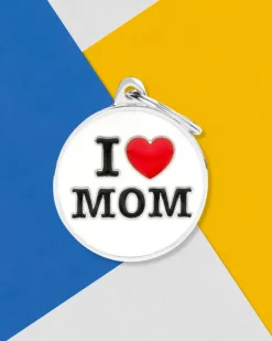 I Love Mom Custom Circle Pet ID Tag