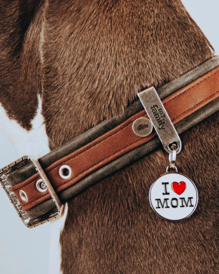 I Love Mom Custom Circle Pet ID Tag