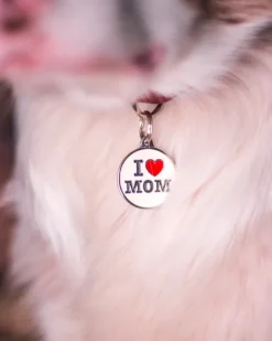 I Love Mom Custom Circle Pet ID Tag