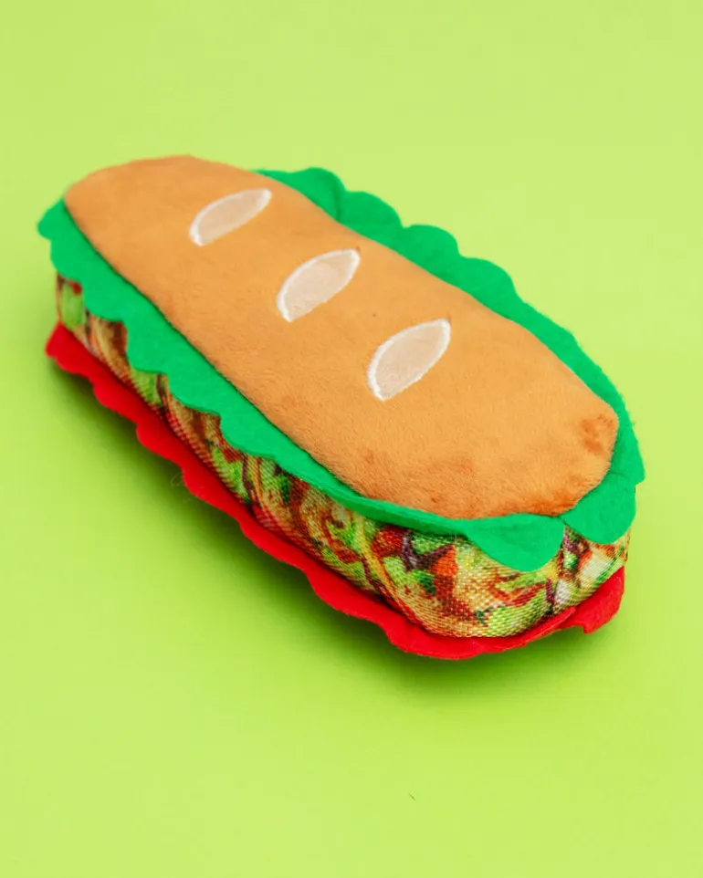 3-in-1 Sandwich Plush + Tennis Ball Dog Toy