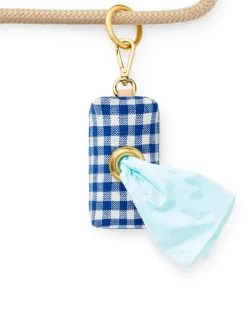 Lake Blue Gingham Waste Dog Bag Holder