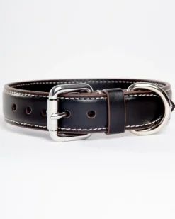 Leather Dog Collar in Black (Made in Italy)
