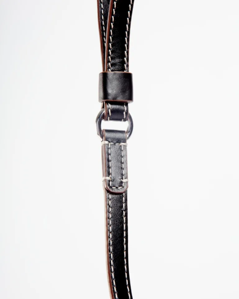 Leather Dog Leash in Black (Made in Italy)