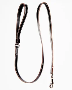 Leather Dog Leash in Black (Made in Italy)