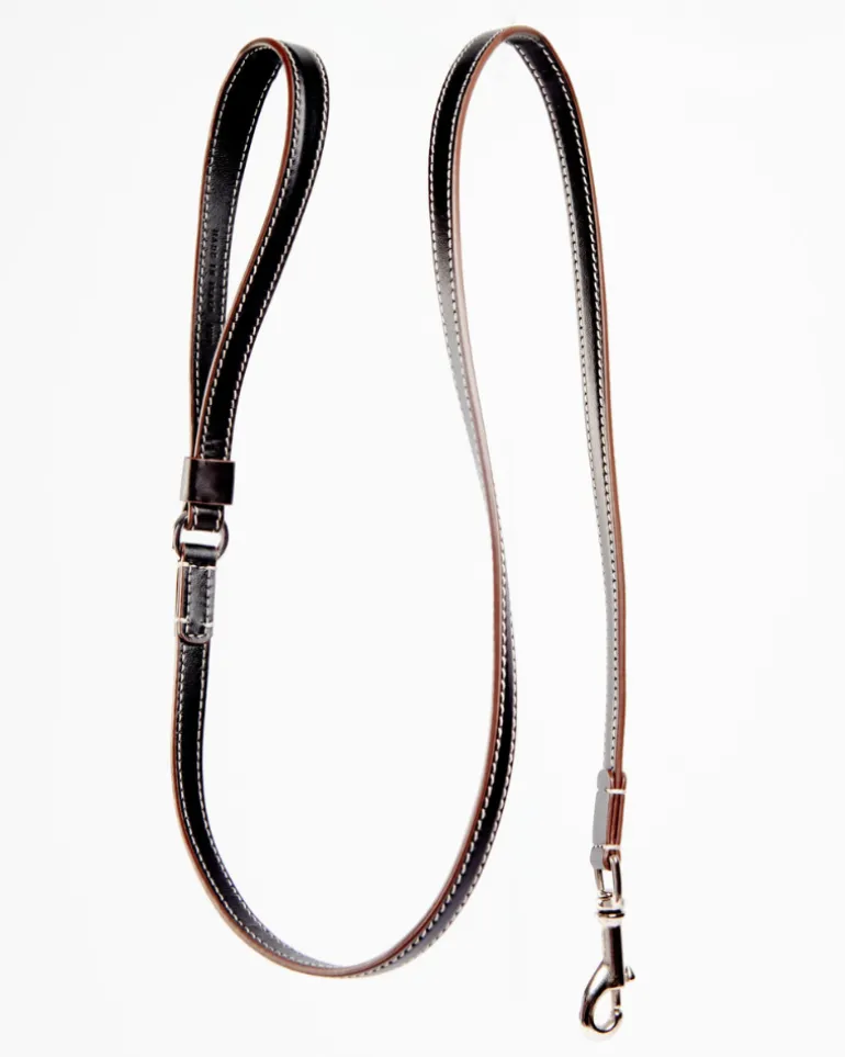 Leather Dog Leash in Black (Made in Italy)