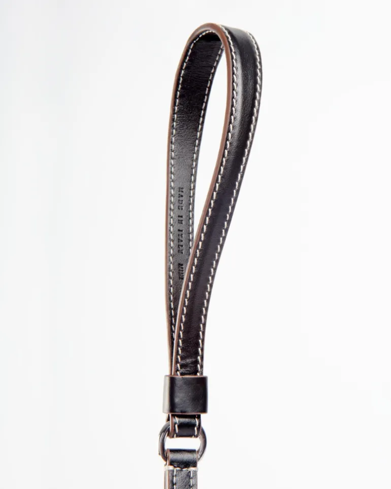 Leather Dog Leash in Black (Made in Italy)