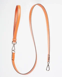 Leather Dog Leash in Orange (Made in Italy)