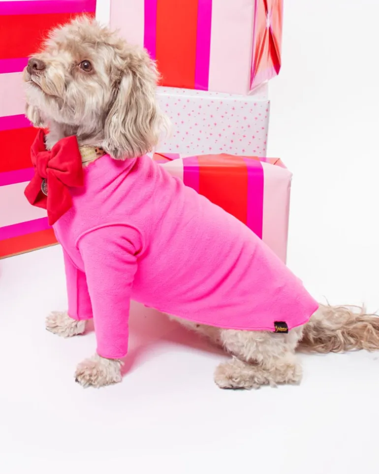 Long-Sleeve Pullover Stretch Dog Fleece in Neon Pink (Made in the USA, Dog & Co. Exclusive!)