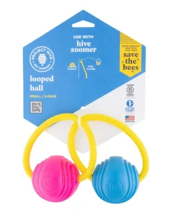 Looped Balls Tug & Fetch Rubber Dog Toys in Green & Blue (Made in the USA)