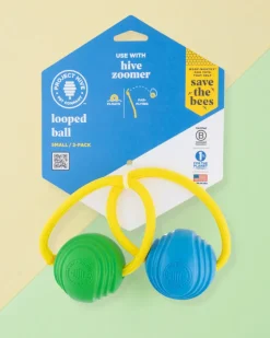 Looped Balls Tug & Fetch Rubber Dog Toys in Green & Blue (Made in the USA)