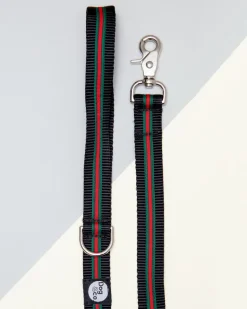 Luxe Green & Red Stripe Dog Leash (Made in NYC)