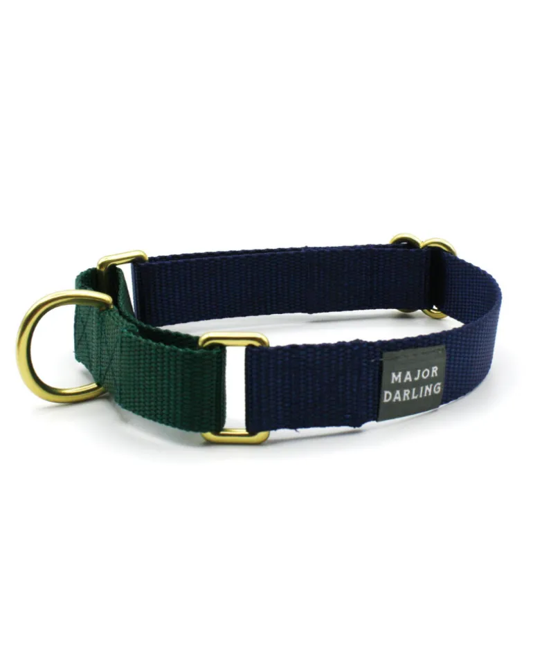 Martingale Dog Collar in Navy + Evergreen (Made in the USA)