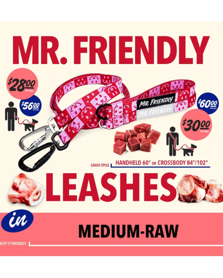 Medium-Raw Crossbody Dog Leash with Black Hardware (Made in the USA)
