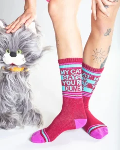 My Cat Says You're Dumb Gym Crew Socks (for Humans)