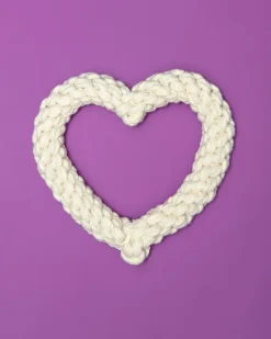 Natural White Heart Dog Rope Toy