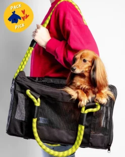 Out-Of-Office Airline Compliant Pet Carrier in Black w/ Neon Yellow (Pro Edition)
