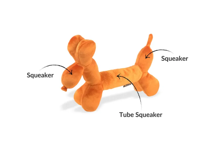 Party Animal Balloon Buddy Squeaky Plush Dog Toy