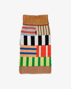 Patchwork Stripe Dog Sweater in Desert