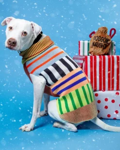 Patchwork Stripe Dog Sweater in Desert