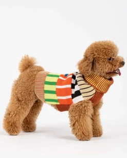 Patchwork Stripe Dog Sweater in Desert