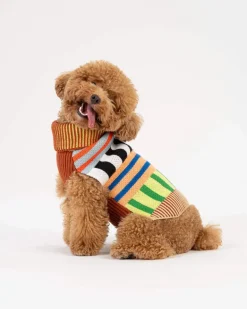Patchwork Stripe Dog Sweater in Desert