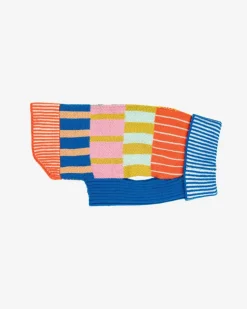 Patchwork Stripe Dog Sweater in Rainbow