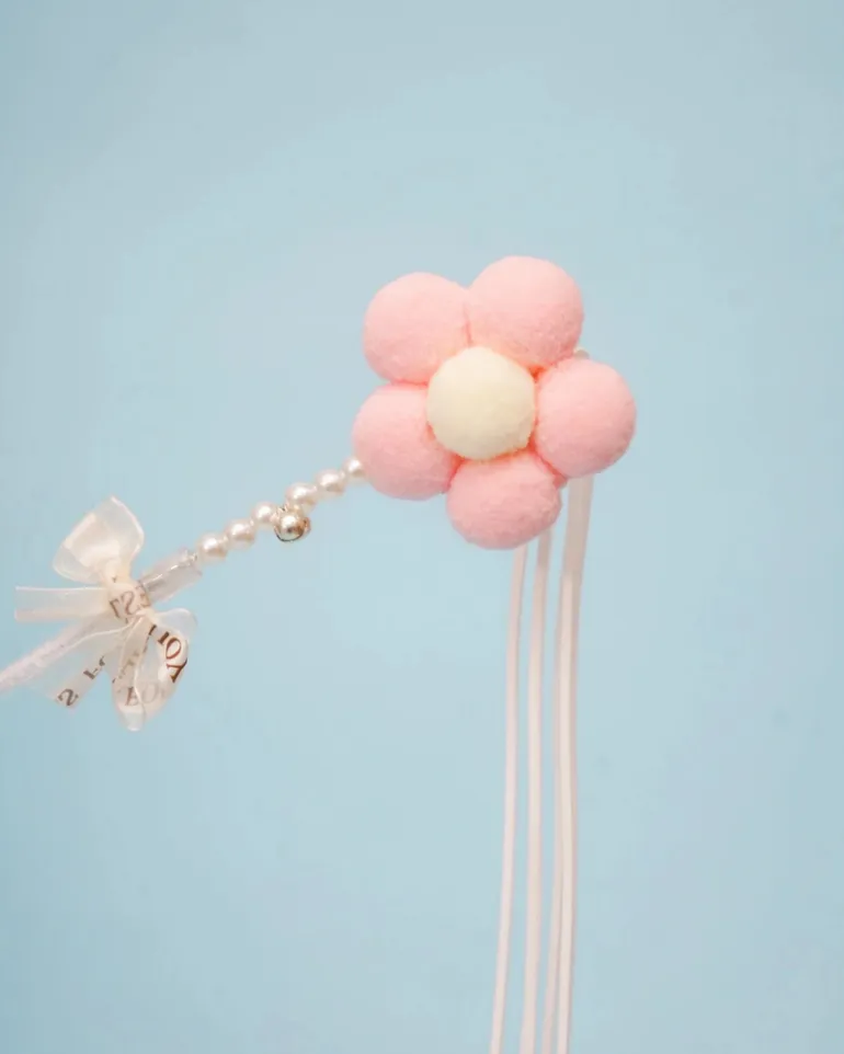 Pink Flower Cat Teaser Toy