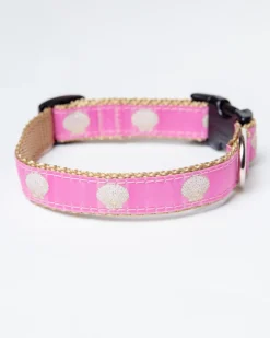 Pink Scallop Shell Adjustable Dog Collar (Made in the USA)
