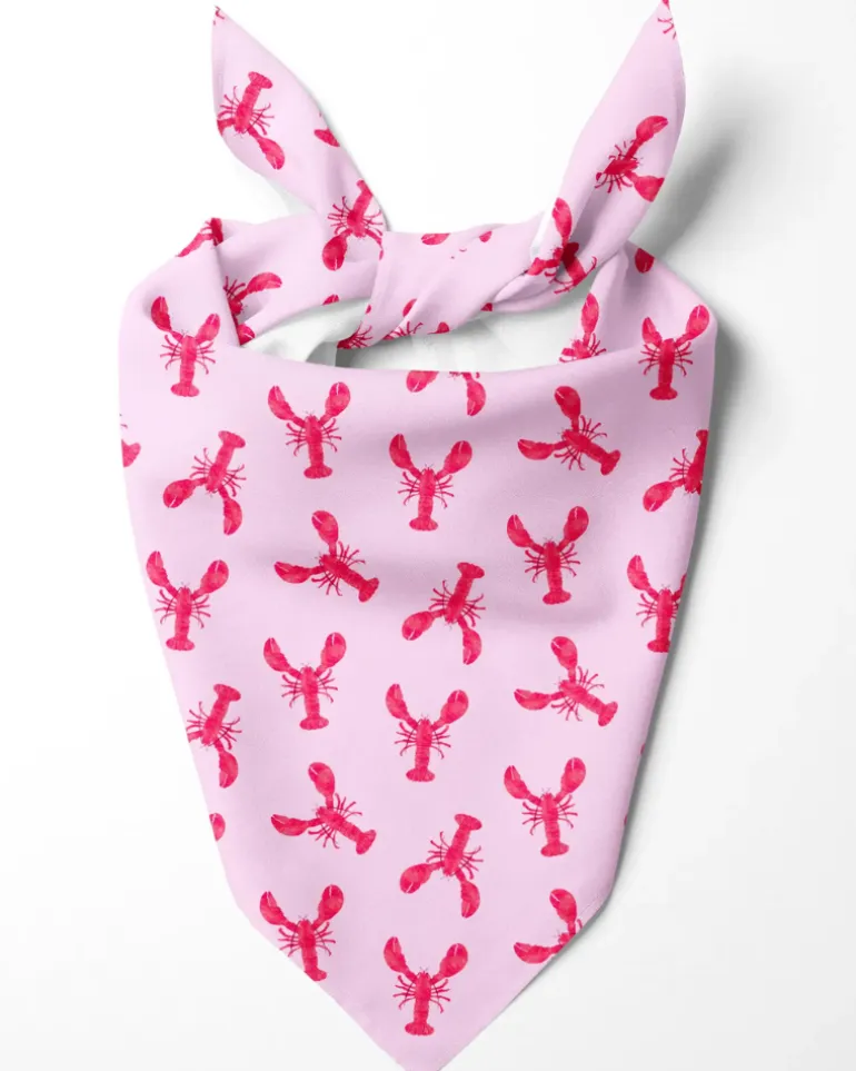 Pink Watercolor Lobster Dog Bandana (Made in the USA)