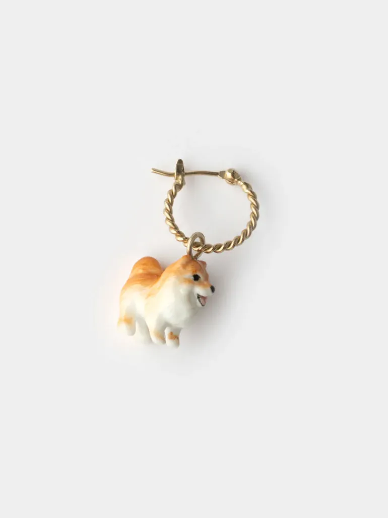 Porecelain Dog Charm Earring