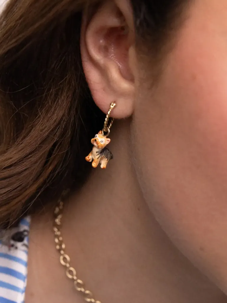 Porecelain Dog Charm Earring
