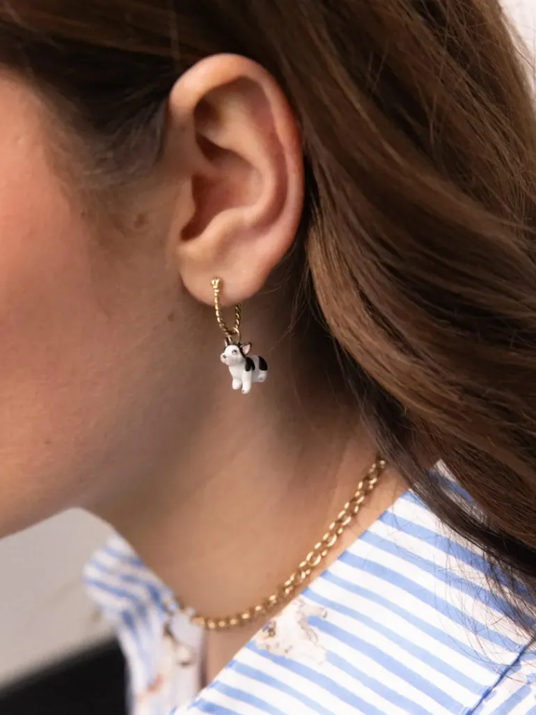 Porecelain Dog Charm Earring