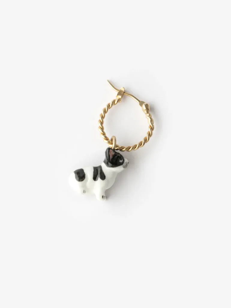 Porecelain Dog Charm Earring