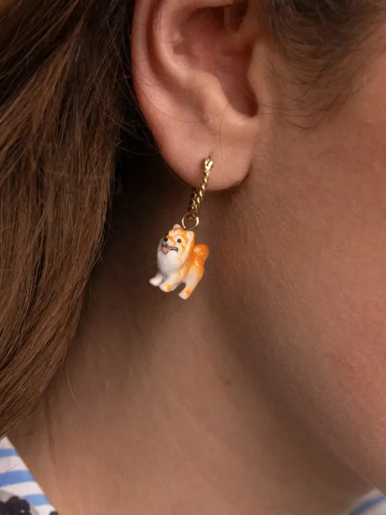 Porecelain Dog Charm Earring