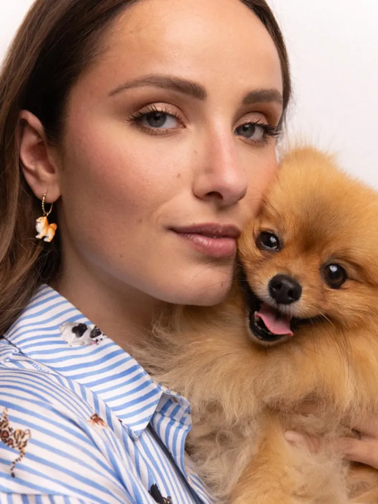 Porecelain Dog Charm Earring