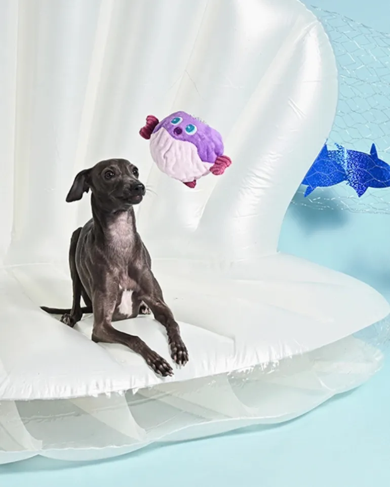 Puffer Fish Plush Squeaky Dog Ball Toy