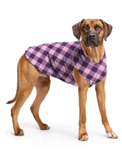 Pullover Stretch Dog Fleece in Pink and Purple Rose Buffalo Plaid (Made in the USA)